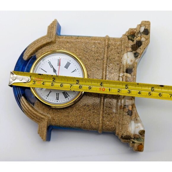 Small Resin Mantel/Desktop Clock Sandy Beach Hand Crafted NEW - Picture 6 of 8